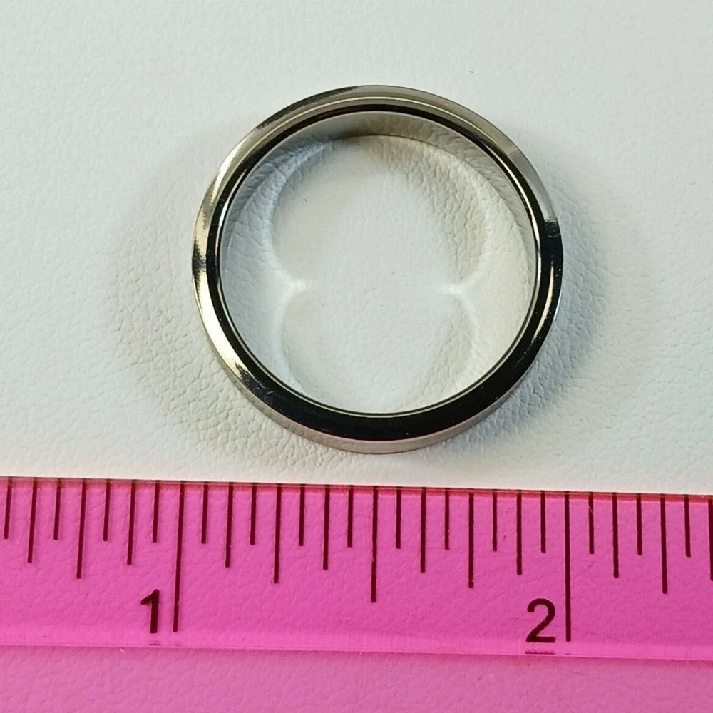 Vintage 1990s Titanium Ring Band Size 11 Silver Double Groove Concave 5mm NOS